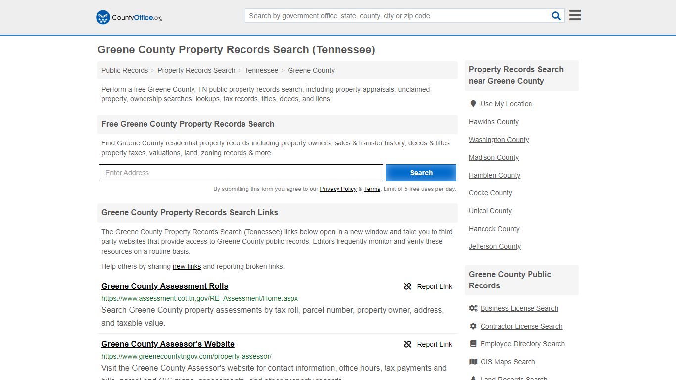 Property Records Search - Greene County, TN (Assessments ...
